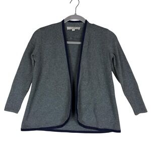 LOFT Sweater Womens XXSP Petite Gray Open Front Cardigan Long Sleeve Knit Cotton